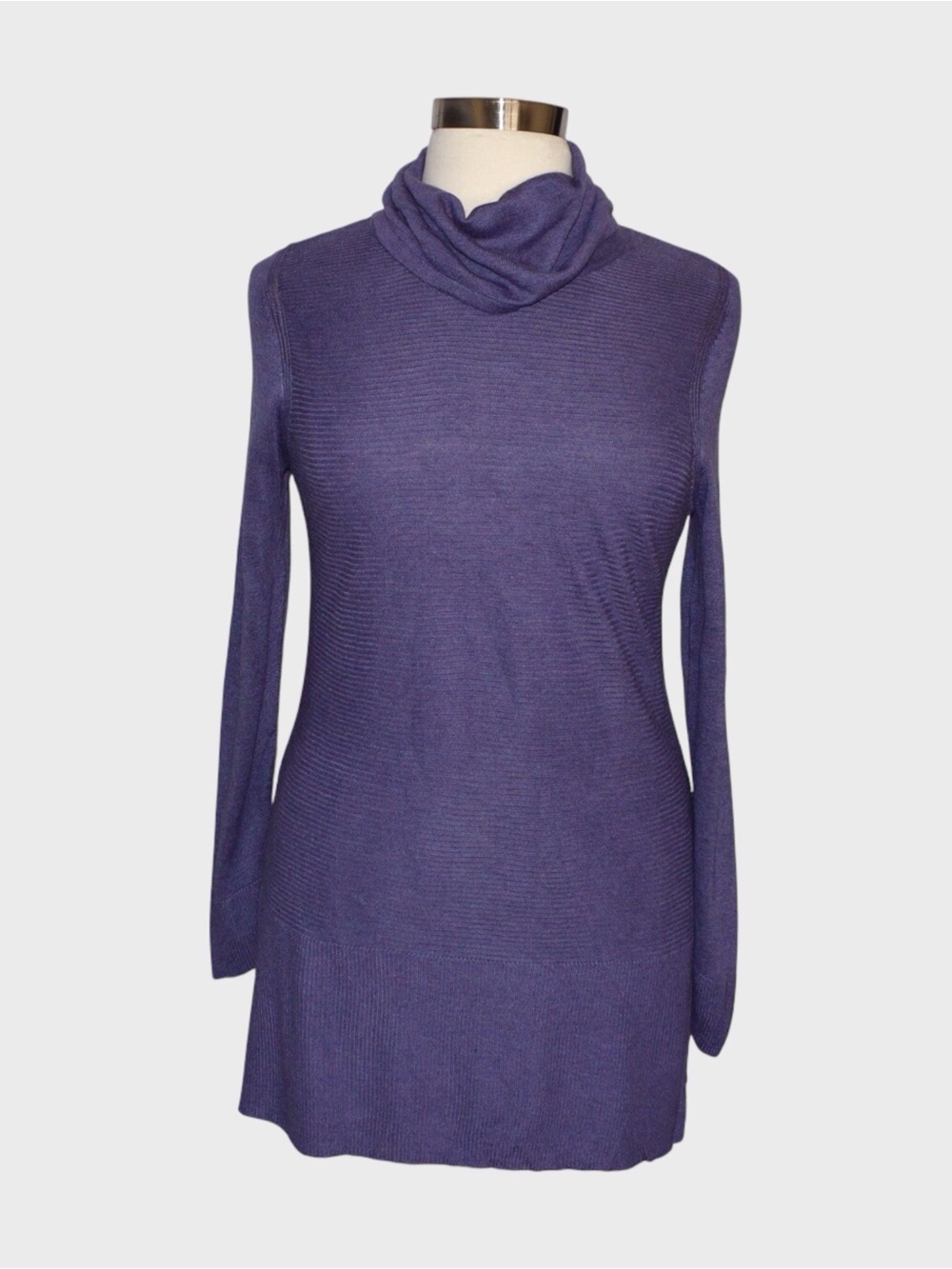 Adrienne Vittadini Draped Cowl Neck Side Slit Tunic Sweater